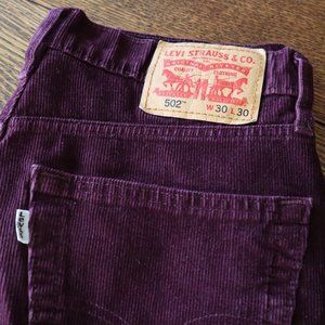 Levi's 502 Burgundy Corduroy Pants
